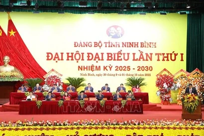 Le Parti de la province de Ninh Binh (Nord) a ouvert le 1er octobre son 1er Congrès pour le mandat 2025-2030. Photo: VNA