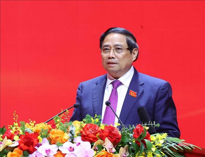 Pham Minh Chinh, membre du Bureau politique, secrétaire du Comité du Parti du gouvernement et Premier ministre vietnamien préside la séance préparatoire du 1er Congrès du Parti du gouvernement pour le mandat 2025-2030. Photo : VNA