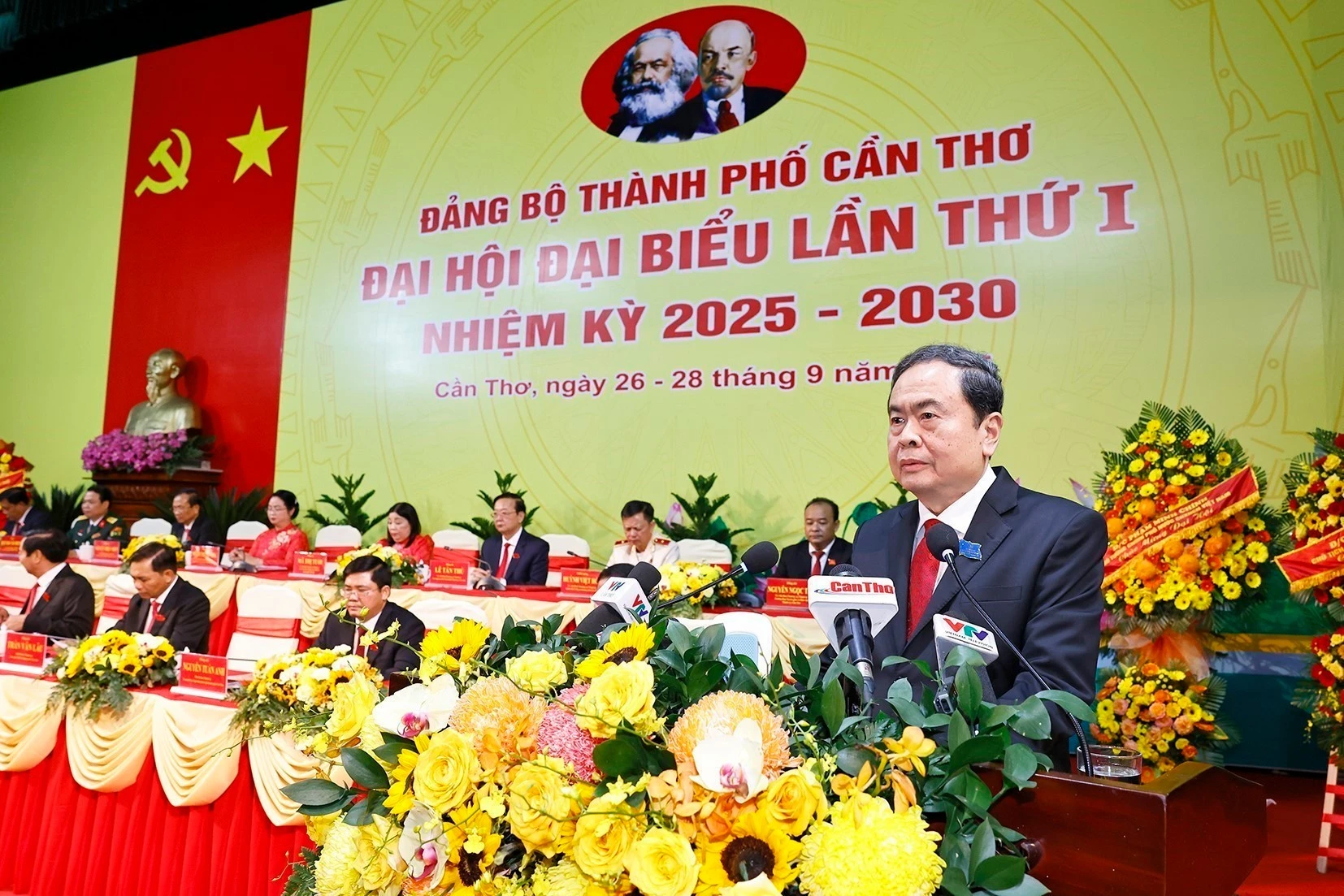Le 1er Congrès du Comité du Parti de la ville de Can Tho (mandat 2025-2030) s’est ouvert le 29 septembre, en présence du président de l’Assemblée nationale, Tran Thanh Man. Photo : VNA