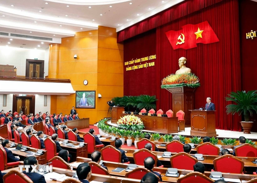 Vue du 14e plénum du 13e Comité central du Parti. Photo: VNA