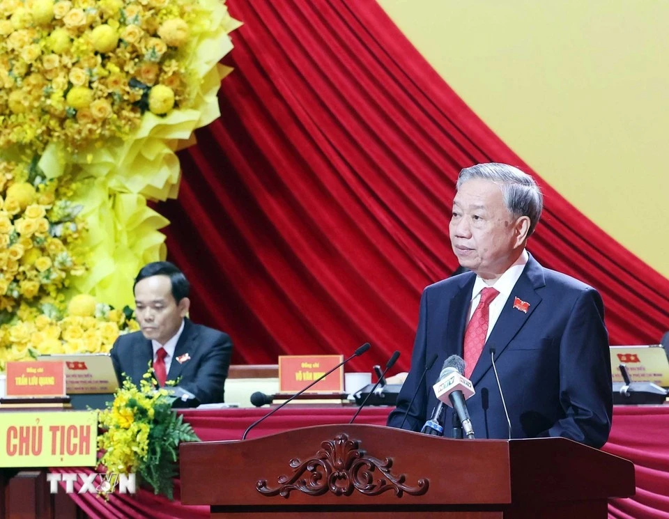 Le secrétaire général Tô Lâm s’adresse au premier Congrès du Comité du Parti de Hô Chi Minh-Ville pour le mandat 2025-2030. Photo: VNA