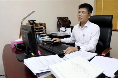 Nguyên Ngoc Hoàn, vice-secrétaire du Comité du Parti et directeur adjoint de la société à responsabilité limitée à associé unique Petrolimex Hung Yên. Photo : VNA