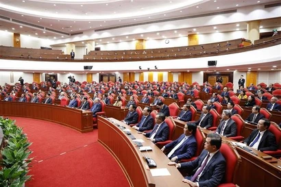 La séance de clôture du 14e Plénum du Parti communiste du Vietnam du 13e mandat. Photo : VNA