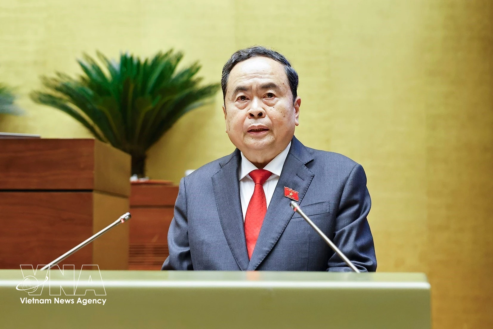 Dans son discours d'ouverture, le président de l'Assemblée nationale, Tran Thanh Man, a souligné le grand succès des élections législatives et locales pour le mandat 2026-2031. Photo : VNA