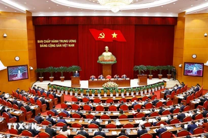 Séance d'ouverture du 13e Plénum du Comité central du Parti communiste du Vietnam. (Photo : VNA)