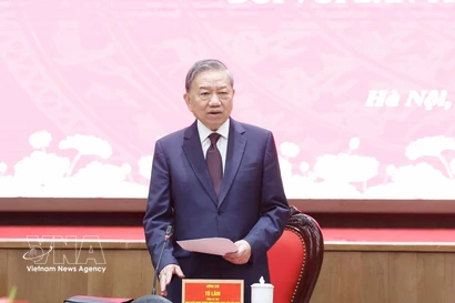 Le secrétaire général To Lam s'exprime lors de la conférence. Photo : VNA