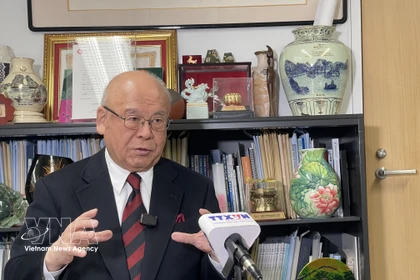 Takebe Tsutomu, conseiller spécial de l'Alliance parlementaire d'amitié Japon-Vietnam et ancien secrétaire général du Parti libéral-démocrate (PLD). Photo : VNA