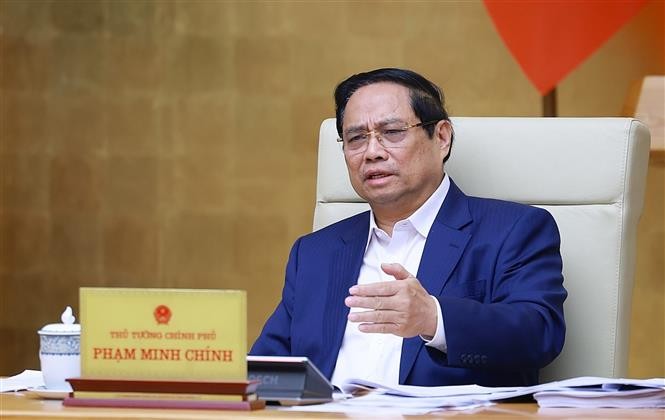 Le Premier ministre Pham Minh Chinh lors de la réunion. Photo: VNA