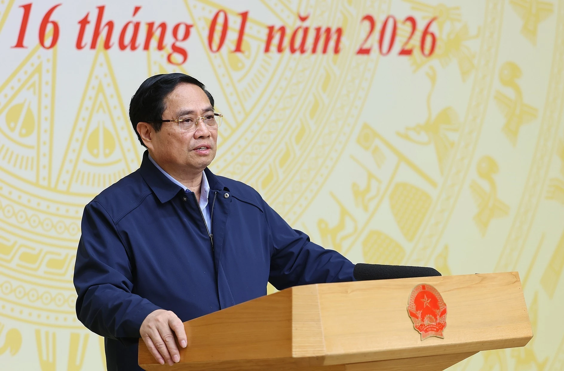 Le Premier ministre Pham Minh Chinh s'exprime lors de la conférence. Photo: VNA