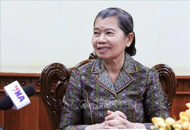 La vice-présidente du Parti du Peuple cambodgien (PPC) et conseillère suprême du Roi du Cambodge, Samdech Kittisangha Bundit Men Sam An. Photo: VNA