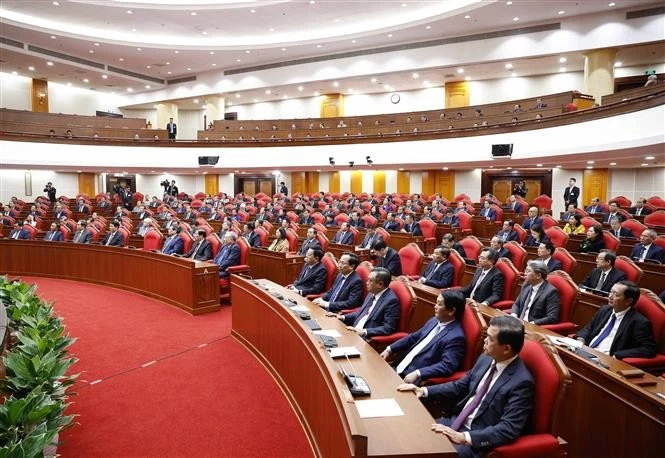 La séance de clôture du 14e Plénum du Parti communiste du Vietnam du 13e mandat. Photo : VNA