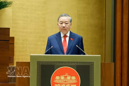 Le secrétaire général et président To Lam prend son allocution d’investiture. Photo: VNA