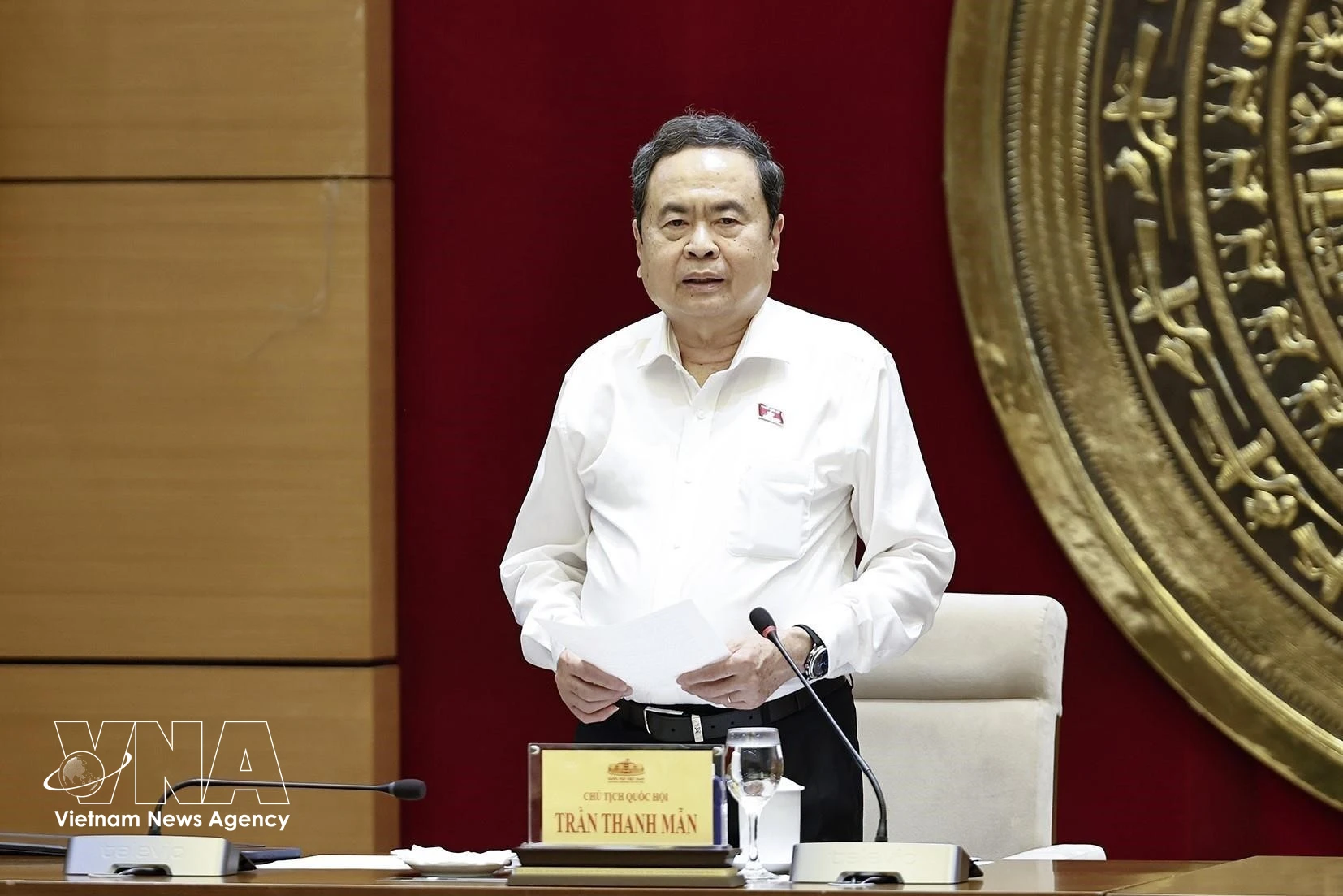 Le président de l’Assemblée nationale Tran Thanh Man s'exprime. Photo: VNA