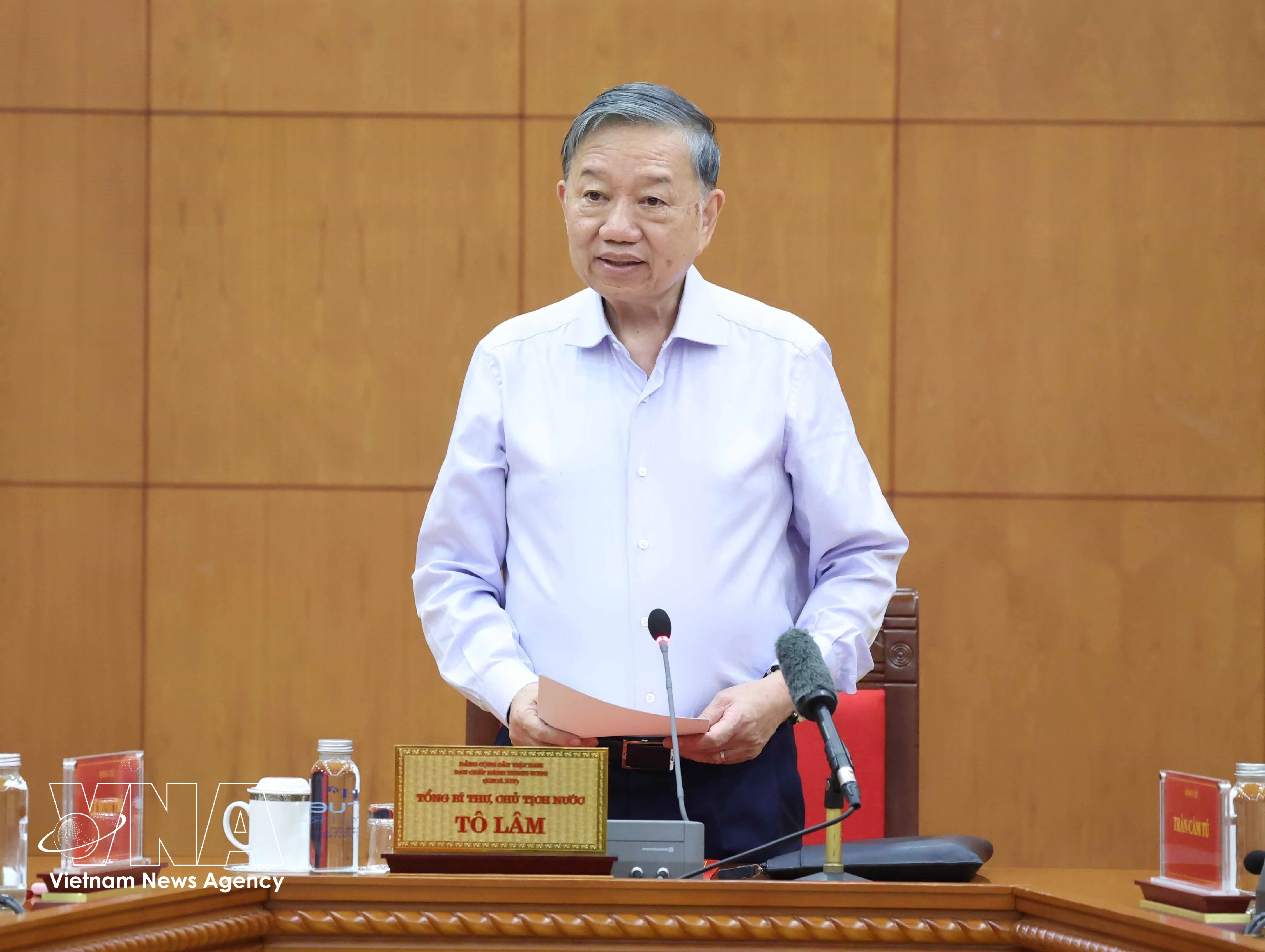 Le secrétaire général du Parti communiste du Vietnam et président de la République, To Lam, s'exprime. Photo: VNA