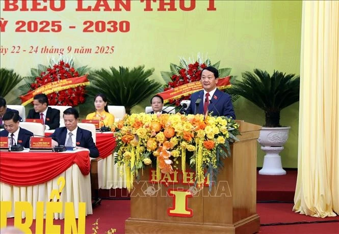 Le secrétaire du Comité provincial du Parti de Tuyên Quang, Hâu A Lênh s'exprime. Photo: VNA