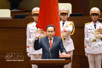 Trân Thanh Mân, membre du Bureau politique et président de l’Assemblée nationale de la 15e législature, a été réélu président de l’Assemblée nationale du Vietnam pour la 16e législature. Photo . VNA