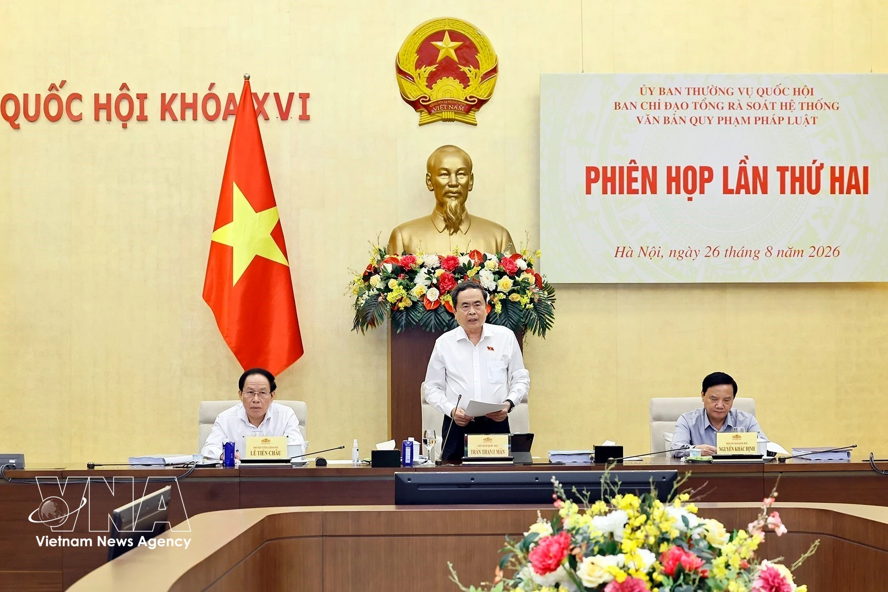 Le président de l’Assemblée nationale Tran Thanh Man, chef du Comité de pilotage de la révision générale du système de documents normatifs juridiques. Photo : VNA