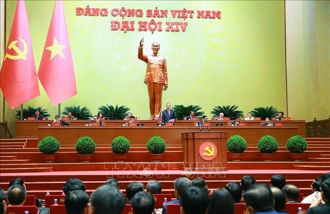 Lors du 14e Congrès national du Parti communiste du Vietnam. Photo : VNA