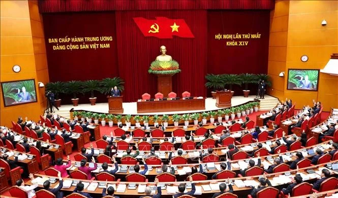 Lors du 14e Congrès national du Parti communiste du Vietnam. Photo : VNA