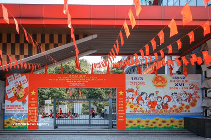 Bureau de vote n°1 du quartier de Tay Ho, à Hanoï. Photo: VNA