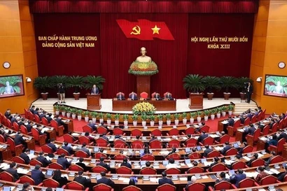Le 14ᵉ Plénum du Parti communiste du Vietnam (PCV) du 13ᵉ mandat s’est solennellement ouvert dans la matinée du 5 novembre à Hanoï, sous la présidence du secrétaire général du Comité central du PCV, Tô Lâm. Photo : VNA