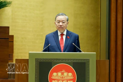 Le secrétaire général et président To Lam prend son allocution d’investiture. Photo: VNA