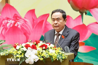 Le président de l’AN, Trân Thanh Mân, s'exprime lors de l'ouverture du premier Congrès de l’organisation du Parti de l'AN. Photo: VNA