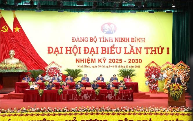 Le Parti de la province de Ninh Binh (Nord) a ouvert le 1er octobre son 1er Congrès pour le mandat 2025-2030. Photo: VNA
