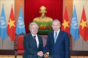 Le secrétaire général du Parti communiste du Vietnam (PCV), To Lam (à droite), reçoit le Secrétaire général des Nations Unies, Antonio Guterres. Photo : VNA