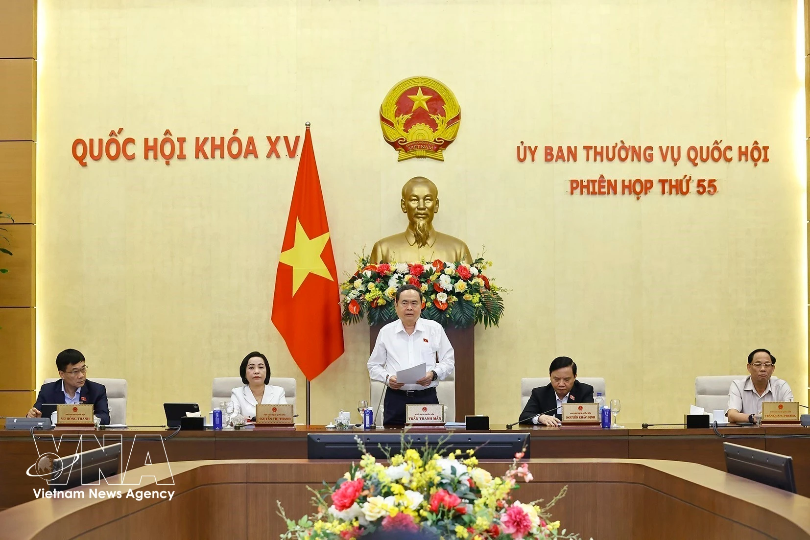 Le président de l’Assemblée nationale, Tran Thanh Man, préside la 55e réunion du Comité permanent de l’Assemblée nationale. Photo: VNA